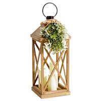 Honeybloom Wood & Floral Outdoor LED Lantern, 26"
