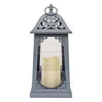 Grey LED Outdoor Lantern, 12"
