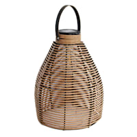 Honeybloom Wicker Solar Outdoor Lantern, Small