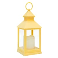 Yellow LED Outdoor Lantern With Timer, 10"