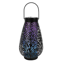 Purple & Blue Metal Solar Outdoor Lantern, 10.5"