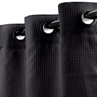 Black Hookless Waffle Solid Shower Curtain, 74"