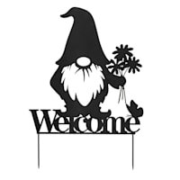 Welcome Black Metal Gnome Yard Stake, 23"