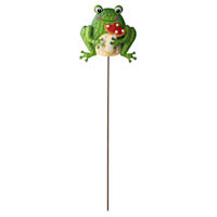 Frog Holding a Mushroom Metal Yard Pick, 18"