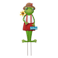 Red Metal Frog Yard Stake, 36"