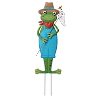 Blue Metal Frog Yard Stake, 36"