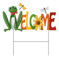 Welcome Metal Frog Yard Stake, 33.5"