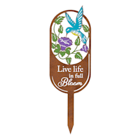 Live Life In Full Bloom Metal Hummingbird Yard Stake, 14"
