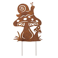 Honeybloom Brown Metal Mushroom & Snail Yard Stake, 30"