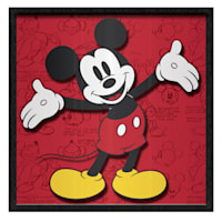 Glass Framed Mickey Mouse Print Canvas Wall Art, 16"