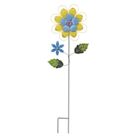 Yellow Metal Flower Yard Stake, 28"