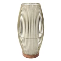 Found & Fable Gold Wired Uplight with Wooden Base, 16.2"