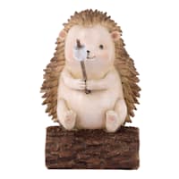 Campfire Hedgehog on Log Outdoor Garden Statue, 6"