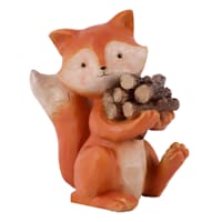 Campfire Fox with Firewood Outdoor Garden Statue, 8"
