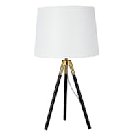 Crosby St. Black Brass Tripod Medium Table Lamp with Shade, 25.5"