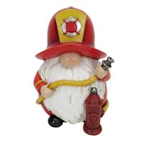 Fireman Gnome Outdoor Garden Statue, 8"