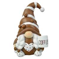 Coffee Gnome Outdoor Garden Statue, 8"