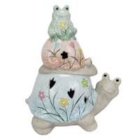 Solar Terracotta Snail Stack Outdoor Garden Statue, 8"