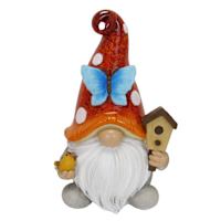 Red Mushroom Hat Gnome Outdoor Garden Statue, 6"