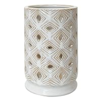 Tracey Boyd Beige Geo Cut Out Ceramic Uplight Lamp, 7"
