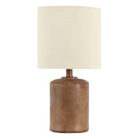 Honeybloom Walnut Wood Finish Small Table Lamp with Shade, 21"