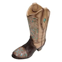 Cowboy Boot Outdoor Garden Statue, 11"