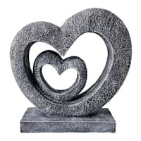 Stone Hearts Outdoor Garden Statue, 13"