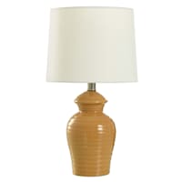 Honeybloom Yellow Ceramic Urn Small Table Lamp with Shade, 20"