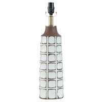 Honeybloom Brown & White Checkered Ceramic Medium Table Lamp Base, 20.5"
