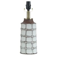 Honeybloom Brown & White Checkered Ceramic Small Lamp Base, 15"