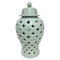 Providence Green Cutout Ceramic Jar, 15"
