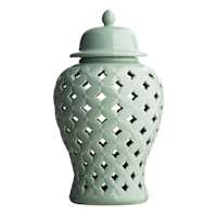 Providence Green Cutout Ceramic Jar, 12"