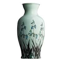 Blue Floral Print Vase, 12"