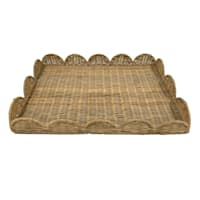 Natural Rattan Scalloped Tray, 20"