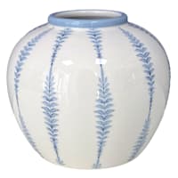 Providence White & Blue Fern Ceramic Vase, 6"