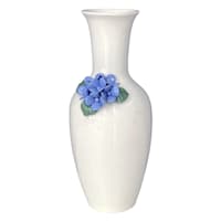 Providence White Blue 3D Floral Vase, 9.7"