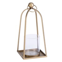 Gold Metal Lantern with Glass, 13"