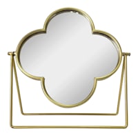 Gold Quatrefoil Mirror on Stand, 11.6"