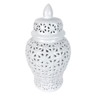Providence White Cutout Ceramic Ginger Jar, 14.6"