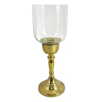 Providence Glass Hurricane with Gold Stem Candle Holder, 10"