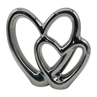 Silver Porcelain Heart Figurine, 8"