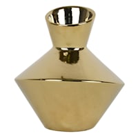 Crosby St. Shiny Gold Ceramic Modern Vase, 7"