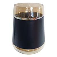 Crosby St. Amber Glass with Leather Band Hurricane Candle Holder, 5"
