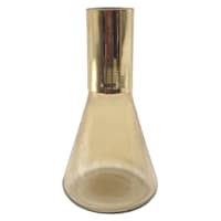 Crosby St. Brown Glass Beaker Vase with Gold Neck, 7"