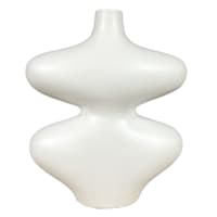 White Wavy Ceramic Vase, 9"