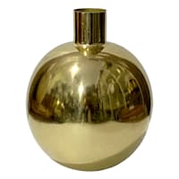 Gold Metal Round Vase, 10"