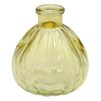 Yellow Striped Glass Bud Vase, 4"