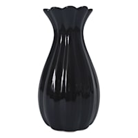 Black Fluted Ceramic Bud Vase, 5"