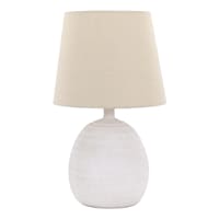 Off-White Embossed Small Table Lamp with Shade, 16"