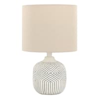Found & Fable Grey Embossed Lamp with Shade, 16"